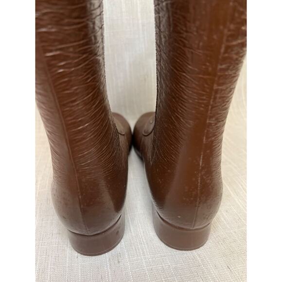 Vintage 60s Size 6 Mod Heeled Rain Boots Fleece Lined Made In USA Mid Calf - Picture 13 of 16